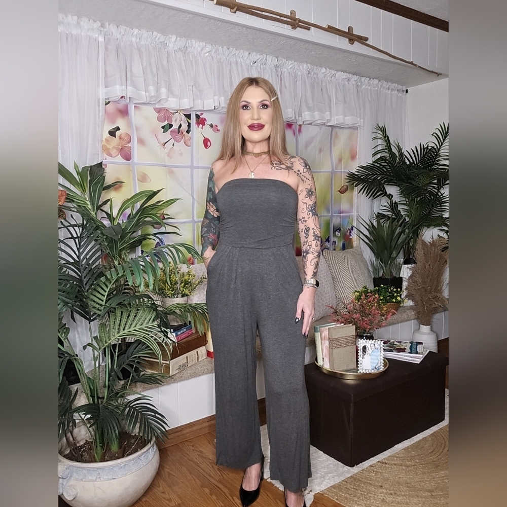 Charcoal Tube Top Jumpsuit